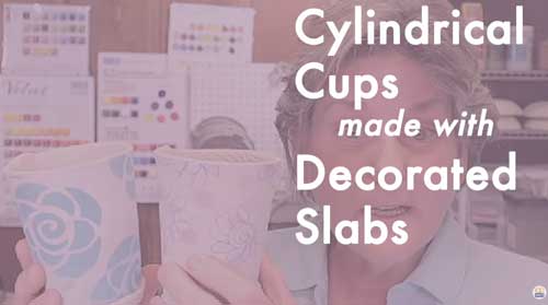 Clay Cylindrical Cups with Decorated Slabs