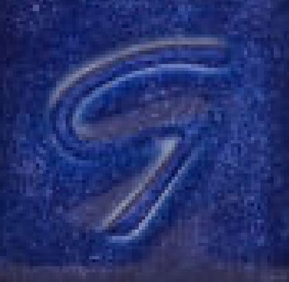 Deep blue glaze sample with a glossy finish and swirling pattern, ideal for pottery and ceramic decorating at Georgies.