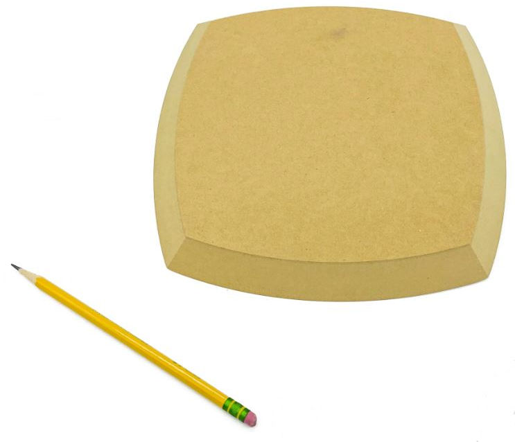 Square wooden clay tool with a yellow pencil, used for ceramic shaping or decoration at Georgies Ceramic & Clay Company.