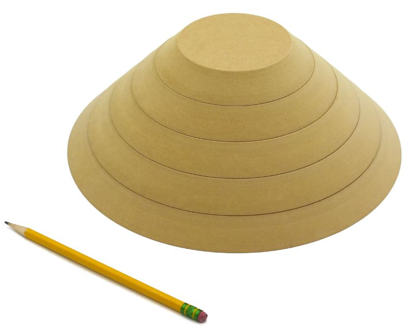 Set of dome-shaped plaster molds for ceramic sculpture, alongside a yellow pencil for marking or measuring.