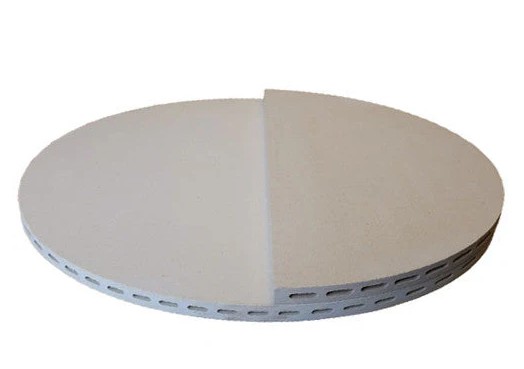 White ceramic bisque plaster bat designed for pottery forming, featuring a smooth surface and ventilation holes for even drying.