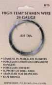 24-gauge high temp stamen wire for crafting porcelain flowers, doll supports, and armatures, shown in a circular package.