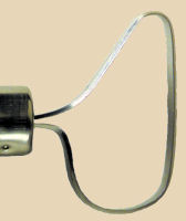 Stainless steel pottery tool with a rounded, curved blade for trimming and shaping clay sculptures.