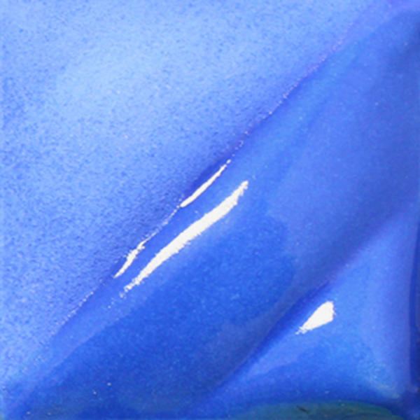 Vibrant blue glaze with a glossy finish, showcasing texture and color depth for ceramic pottery applications.