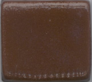 Brown ceramic glaze sample on a square tile, showcasing a glossy finish ideal for pottery and functional wares.