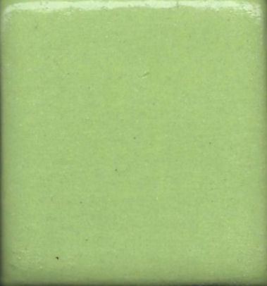 Smooth, glossy lime green ceramic glaze sample tile suitable for pottery and decorative applications.
