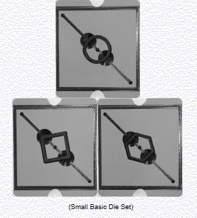 Small Basic Die Set for ceramic shaping, featuring three distinct dies that aid in creating precise forms with clay.