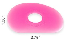 Silicone pottery trimming tool in pink, measuring 2.75 x 1.38, ideal for trimming and shaping clay in ceramics.