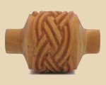 Carved ceramic decorative bead featuring intricate braided texture, ideal for jewelry or pottery embellishments.