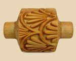 Wooden textured roller with intricate botanical patterns for decorating clay pottery and ceramics. Ideal for textured designs.