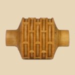 Wooden textured roller for pottery decoration, featuring a detailed geometric pattern ideal for clay embossing.