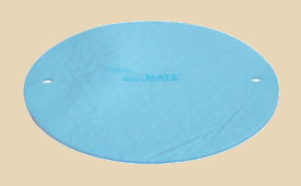 Blue clay work surface with two holes for securing, ideal for pottery and ceramic sculpting. Durable and easy to clean.