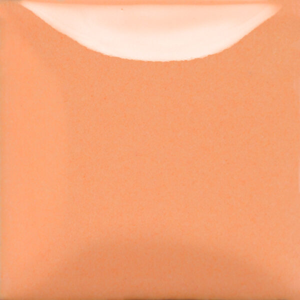 Peach-colored ceramic glaze sample with a smooth, glossy finish, ideal for pottery and functional ware applications.