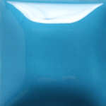 A glossy turquoise glaze sample, showcasing smooth texture and vibrant color, ideal for ceramic pottery projects.