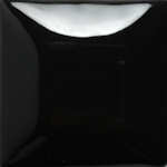 Black glossy ceramic tile with a white rim, suitable for glazing and decorative finishes in pottery projects.