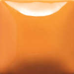 A vibrant orange glaze swatch, showcasing a glossy finish ideal for pottery and ceramic decoration.