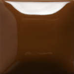 A glossy brown ceramic glaze sample square, ideal for pottery and tile projects, showcasing a rich, smooth finish.
