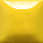 Bright yellow glossy glaze sample, showcasing a smooth finish ideal for pottery and ceramic decoration at Georgies Ceramic & Clay Company.