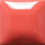 Glossy red clay glaze sample tile, showcasing a vibrant hue ideal for pottery and ceramic decoration techniques.