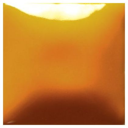 Glossy golden yellow ceramic glaze square sample, showcasing vibrant color and smooth texture for pottery decorating.