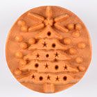 Ceramic stamp featuring a decorative Christmas tree design with stars and ornaments, ideal for holiday pottery projects.