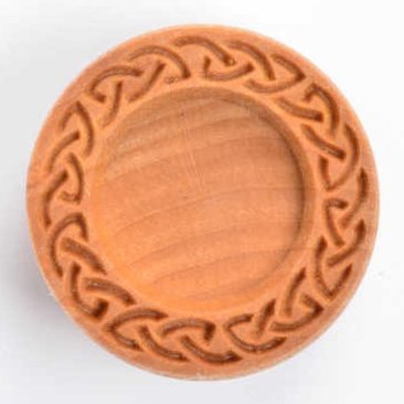 Celtic knot stamp for pottery, showcasing intricate design, ideal for adding texture to clay and ceramic projects.