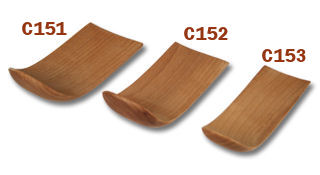 Three wooden clay modeling tool shapes labeled C151, C152, and C153, for shaping and smoothing pottery and ceramics.