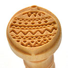 Wooden texture roller stamp with intricate geometric patterns for decorating pottery and clay. Ideal for ceramic projects.
