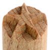 Textured wooden tool for carving clay, featuring detailed geometric patterns suitable for decorative pottery techniques.