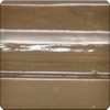 A glossy, rich brown ceramic glaze sample displayed on a smooth tile surface, ideal for pottery and decorative projects.