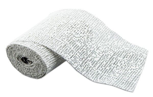 A roll of perforated plaster bandage for ceramic sculpture support and mold making at Georgies Ceramic & Clay Company.