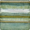 Glazed ceramic sample showcasing a blue-green finish with gold accents, ideal for pottery decoration and kiln firing.