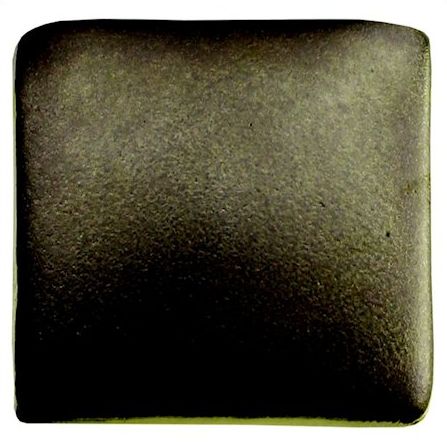 Matte black ceramic glaze sample on a square tile, ideal for pottery decoration and kiln-fired applications.