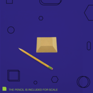 Yellow pencil next to a small pyramid-shaped clay piece on a blue background, indicating size for ceramic project reference.