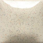 Speckled beige ceramic glaze sample showcasing a smooth finish with subtle hints of color. Ideal for decorative pottery.