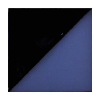 Black and blue half-and-half color swatch, likely a glaze sample for ceramics showcasing rich hues for pottery finishes.