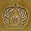 Decorative clay stamp with a teardrop and leaf design, ideal for ceramic projects and pottery decoration at Georgies.