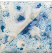 Blue and white ceramic tile featuring a marbled glaze effect, showcasing textures and patterns ideal for decorative projects.