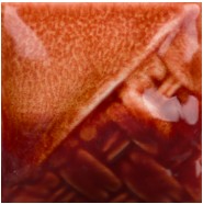 Rustic copper red glaze sample with subtle texture variations, showcasing potential effects on ceramic pottery.