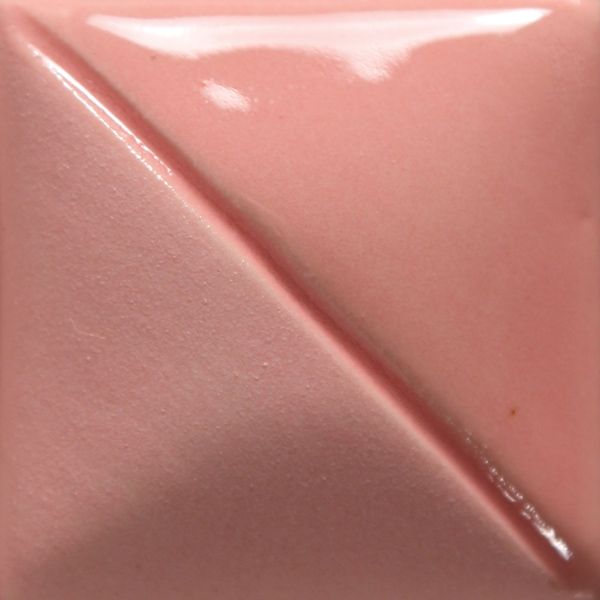 Glossy pink ceramic glaze tile with a diagonal texture, showcasing smooth surface and subtle variations in color.
