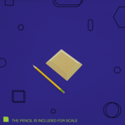 A yellow pencil beside a rectangular clay slab on a blue background, illustrating scale for ceramic projects.