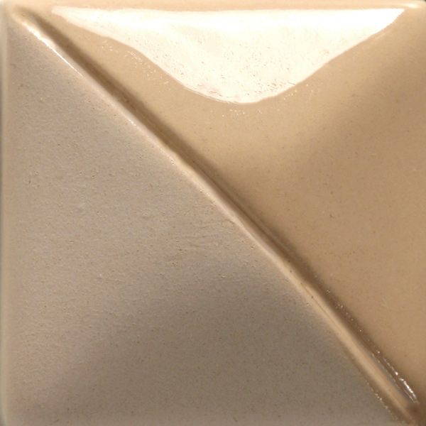 Two-tone ceramic tile sample featuring a smooth beige glaze and a matte light grey finish, ideal for pottery projects.