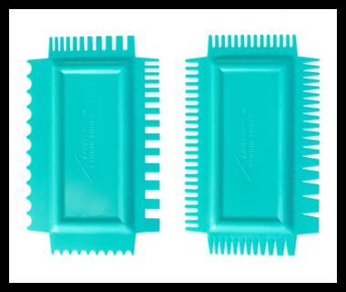 Two turquoise modeling tools with serrated edges, designed for shaping and detailing clay in pottery and sculpture.