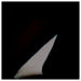 A close-up of a curved white ceramic piece against a dark background, showcasing its smooth surface and refined shape.