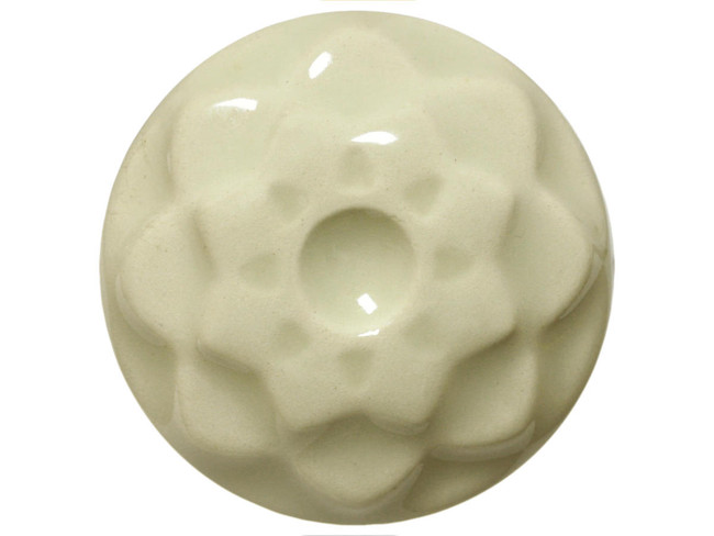 Round ceramic mold featuring a floral design, finished in a glossy white glaze, ideal for casting and pottery projects.