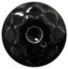 Black ceramic bowl with a floral pattern, showcasing a glossy glaze, ideal for decorative or functional use in pottery.