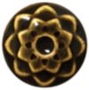 Black and gold ceramic button featuring a floral design, ideal for decorative pottery and crafting projects.