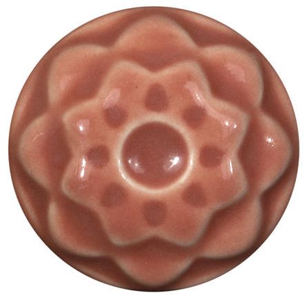 Ceramic pink flower-shaped dish with glossy glaze, ideal for pottery decoration and serving in clay projects.
