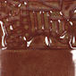 Glossy brown ceramic glaze sample, showcasing rich color variations for pottery and sculpture applications.