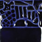 Textured ceramic tile in deep blue with abstract designs, ideal for glazing techniques and decorative pottery projects.